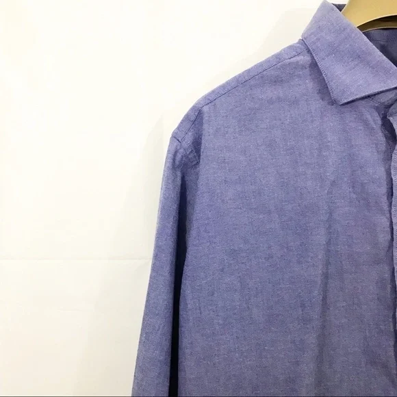 Vince Camuto Shirt Slim Fit Chambray Button Front Long Sleeves - Picture 4 of 8